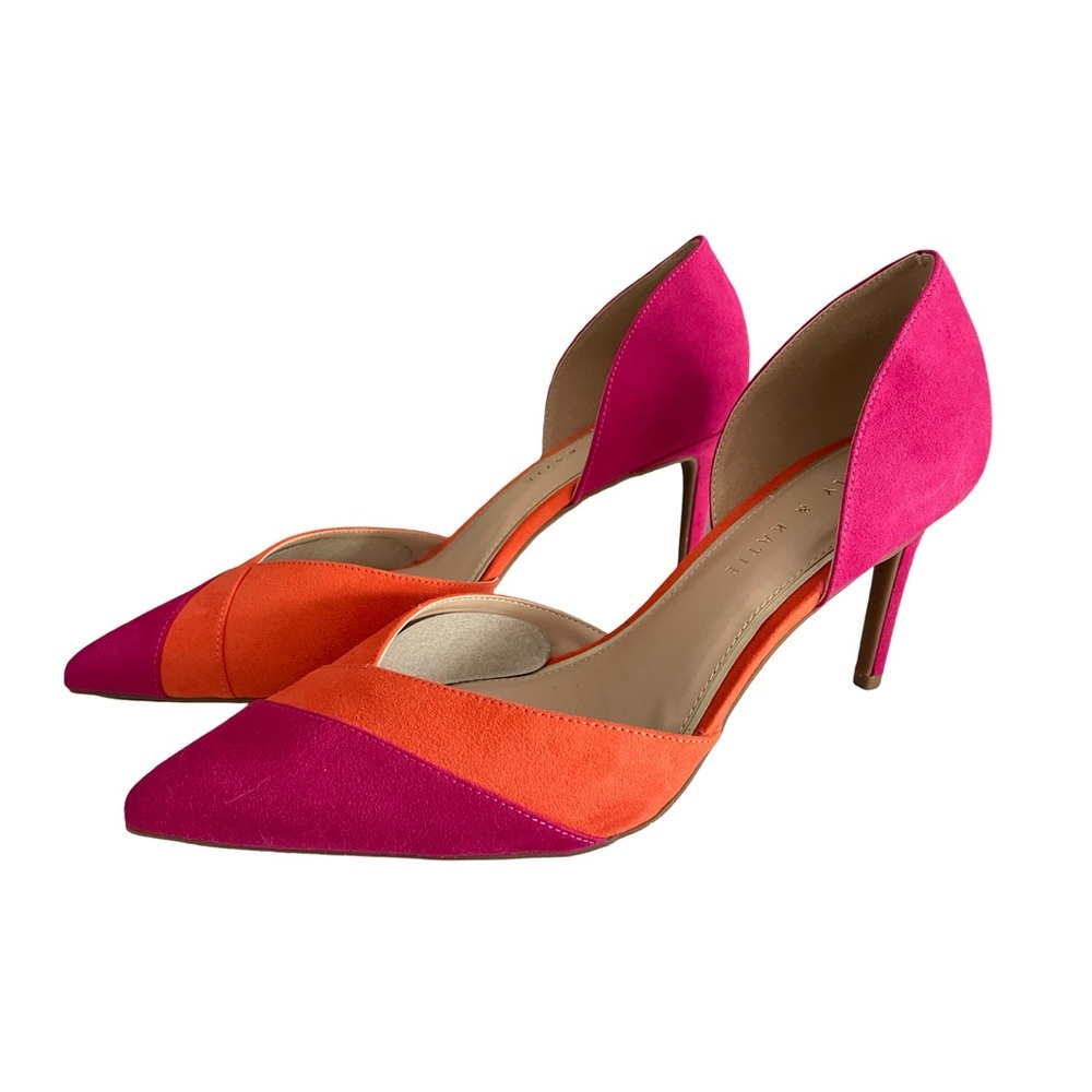 Kelly & Katie KK- Bendia Pink and Orange Microsuede Heels Size 11